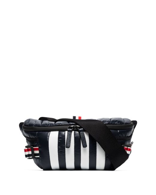Thom Browne navy and white cross body striped padded belt bag