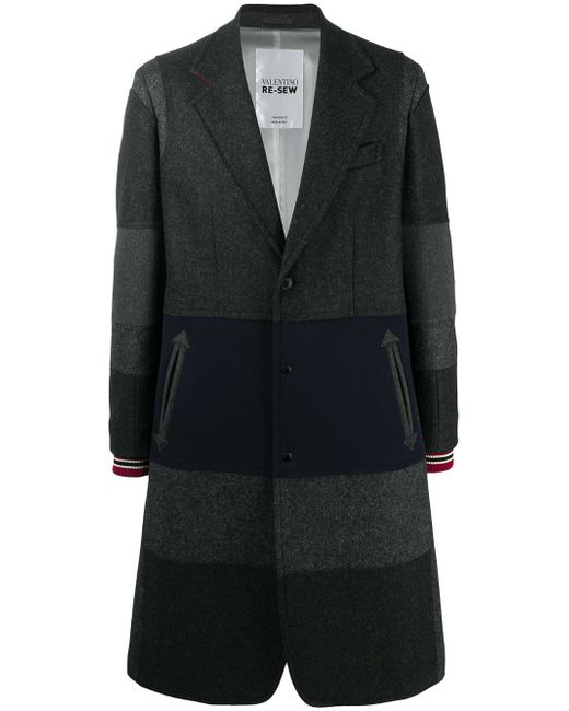 Valentino horizontal-stripe single-breasted coat