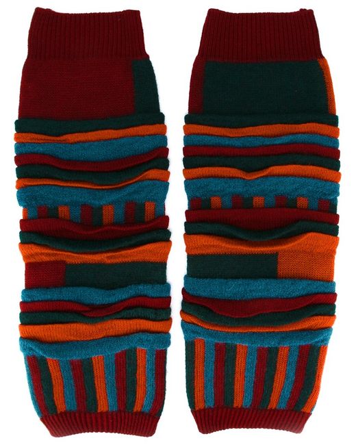 Issey Miyake Men striped leg and arm warmers