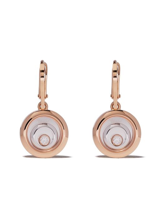 Chopard 18kt rose and white gold diamond Happy Spirit earrings