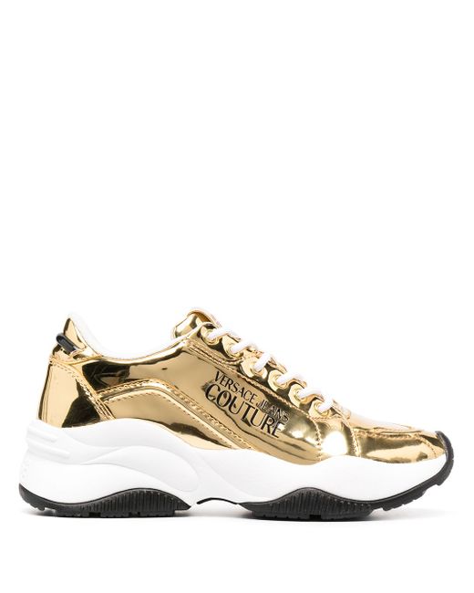 Versace Jeans Couture metallic logo-print trainers