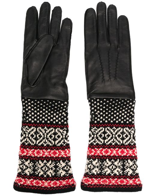 Yohji Yamamoto fair isle-cuff gloves