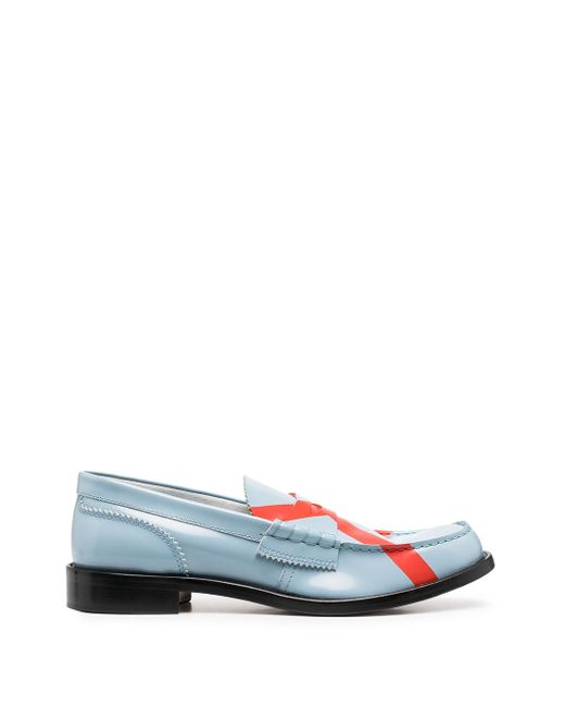 college contrast cross print loafers