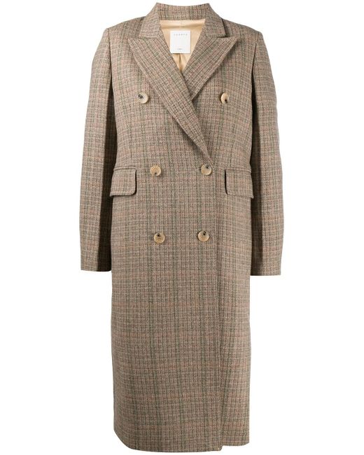 Sandro checked double-breasted coat