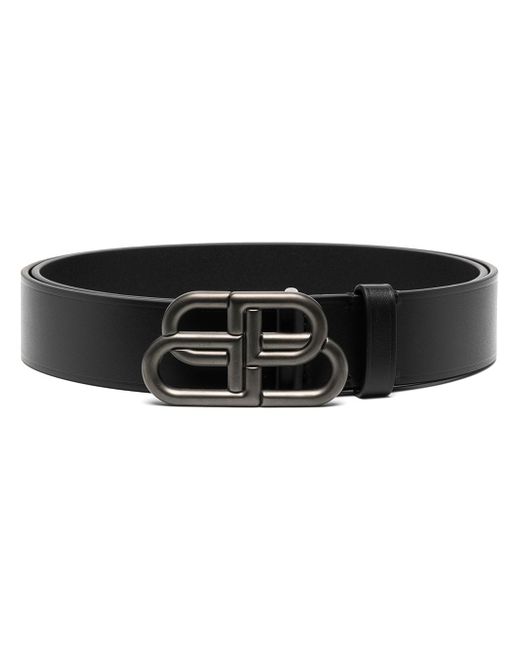 Balenciaga silvertone buckle logo belt