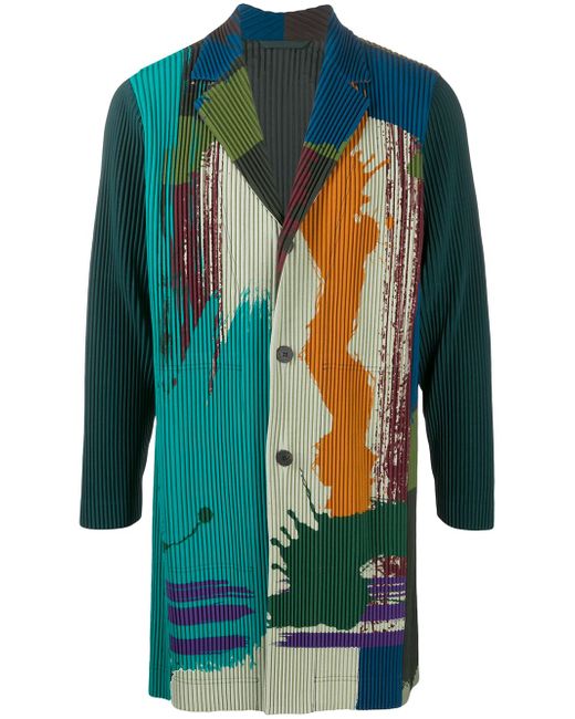 Homme Pliss Issey Miyake pleated abstract-print blazer