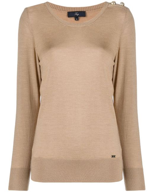Fay fine knit jumper with embossed button detail
