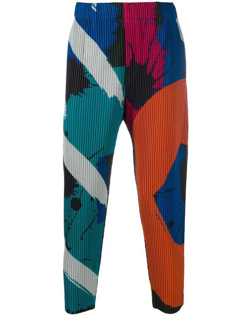 Homme Pliss Issey Miyake abstract print pleated trousers