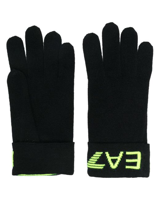 Ea7 intarsia logo knit gloves