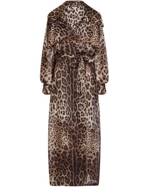 Dolce & Gabbana leopard print organza trench coat