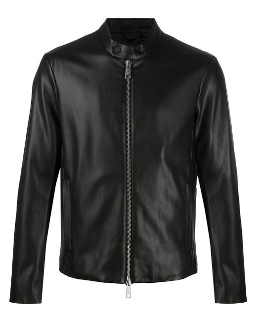 Armani Exchange faux leather bomber jacket