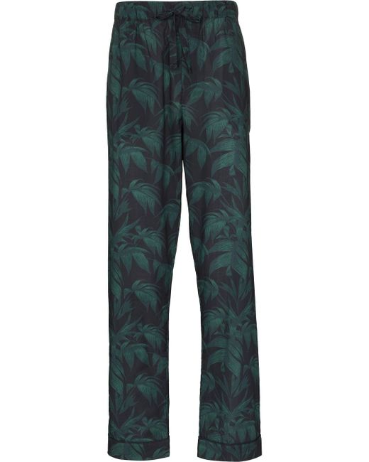Desmond & Dempsey palm tree print cotton pyjama trousers