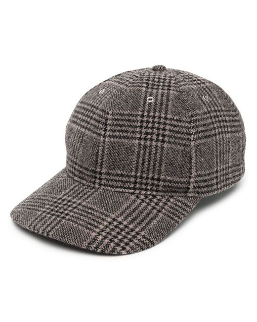 Ymc check wool-blend baseball cap