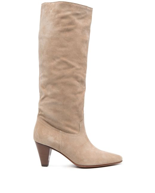 Closed heeled suede boots