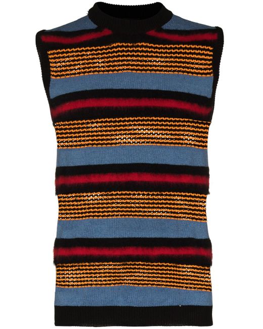 Agr stripe panelled knit sleeveless jumper