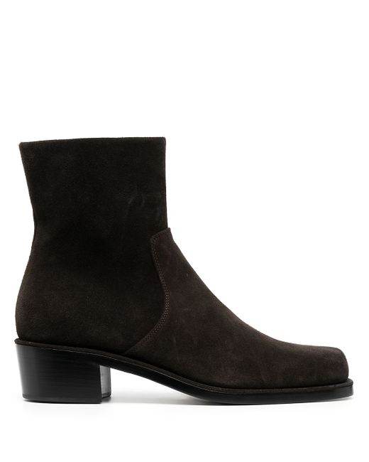 Rochas square-toe suede ankle boots