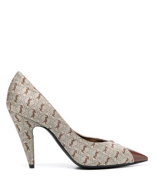 Saint Laurent all-over logo pointed pumps