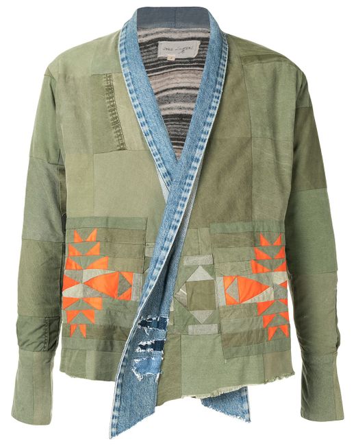 Greg Lauren patchwork shawl-lapel jacket