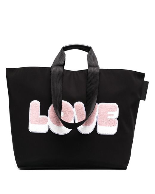 Sandro textured LOVE patch tote