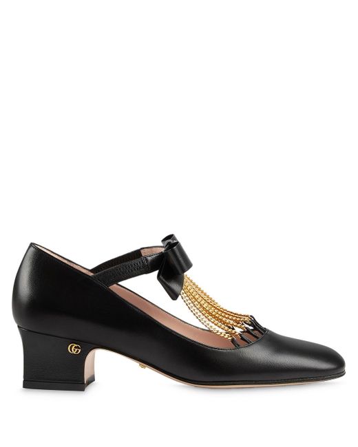 Gucci chain-trimmed Mary-Jane pumps