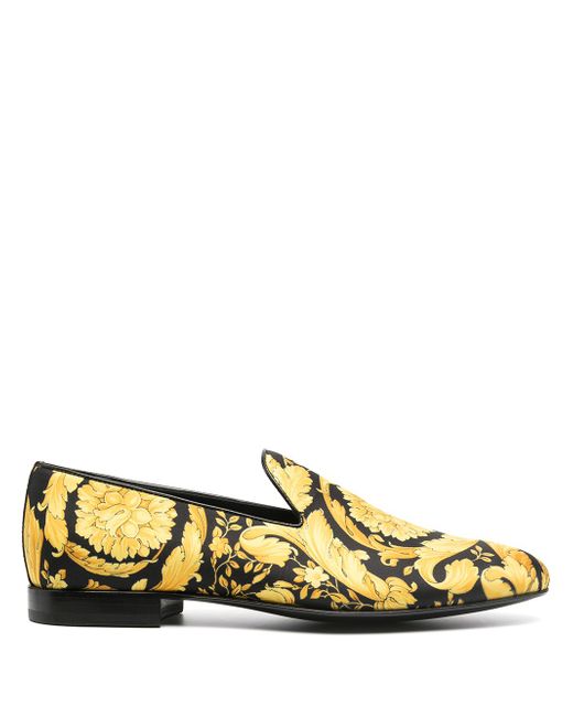 Versace Barocco-print silk slippers