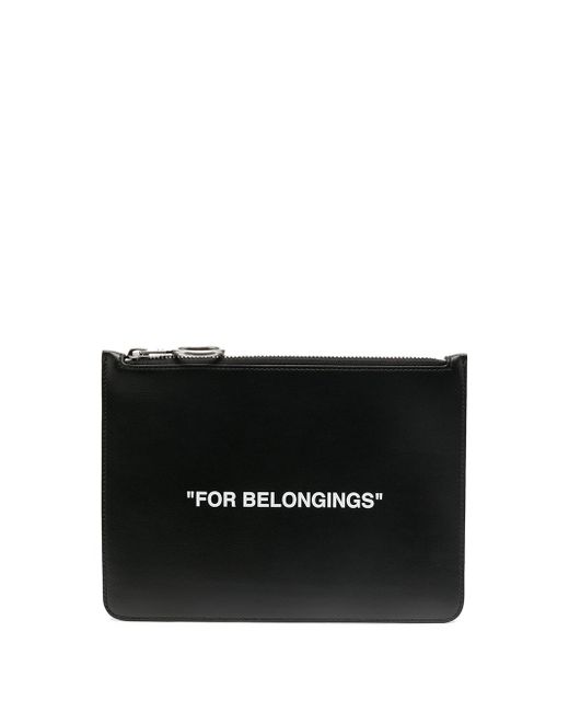 Off-White quote-print clutch bag