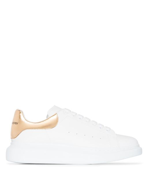 Alexander McQueen gold foil embellished chunky leather sneakers