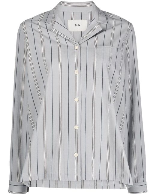 Folk pyjama-stripe long-sleeve shirt