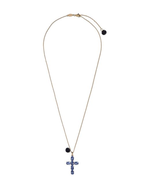Dolce & Gabbana 18kt yellow sapphire cross charm necklace