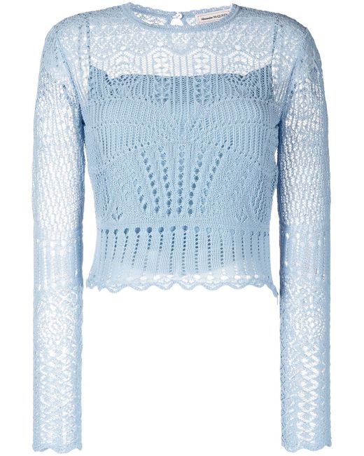Alexander McQueen crochet long-sleeve top