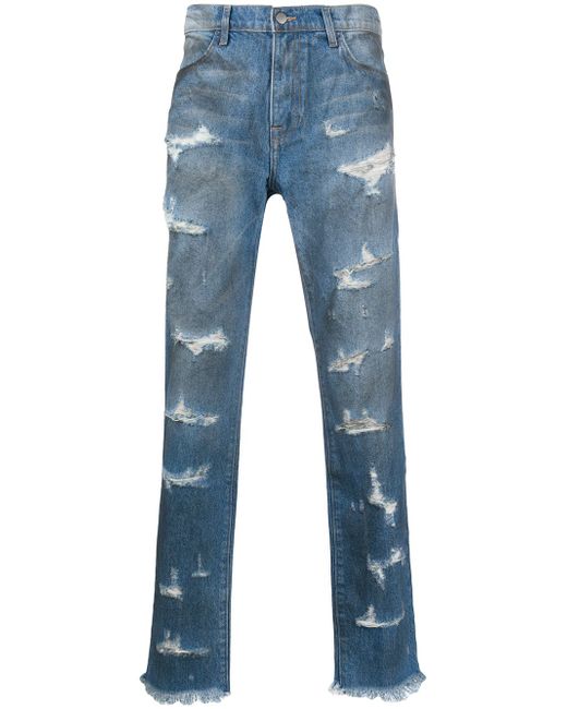 424 distressed straight-leg jeans