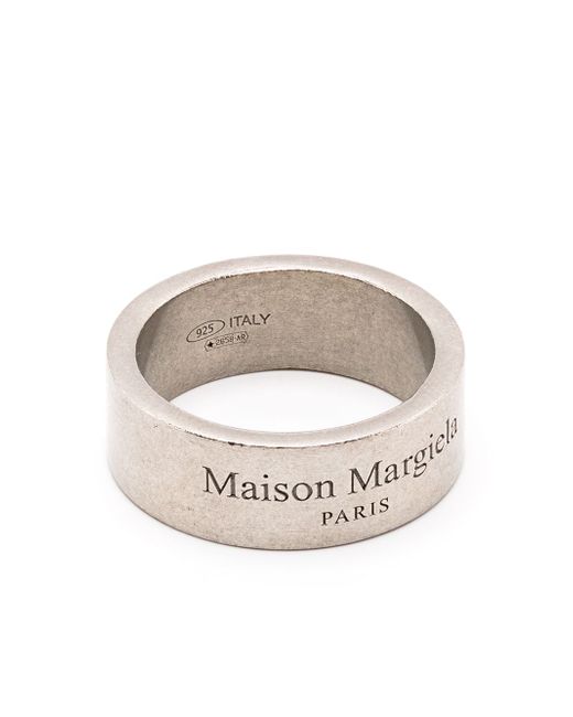 Maison Margiela logo-engraved distressed-look ring