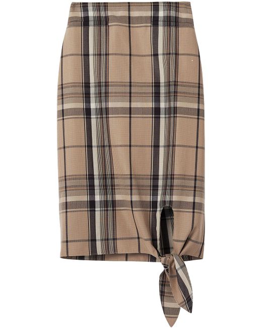Burberry knot detail check pencil skirt