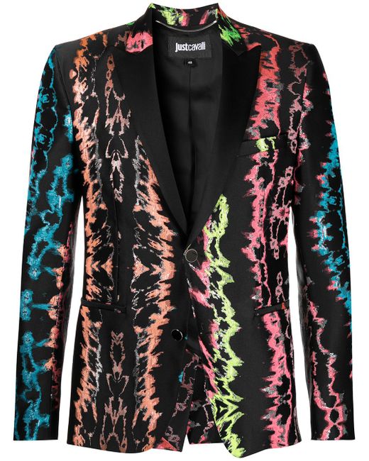 Just Cavalli abstract-pattern peak-lapel blazer