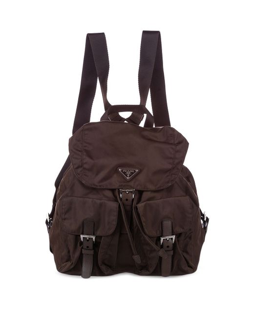 Prada Pre-Owned triangle logo flap drawstring backpack