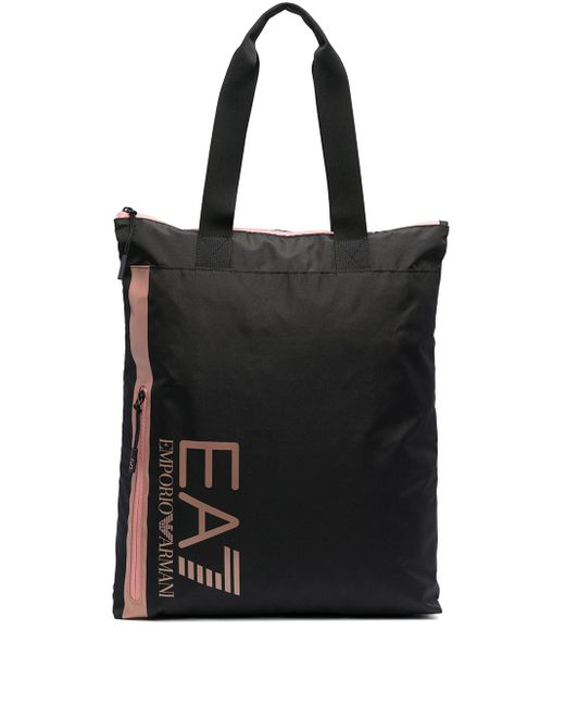 Ea7 logo print tote bag