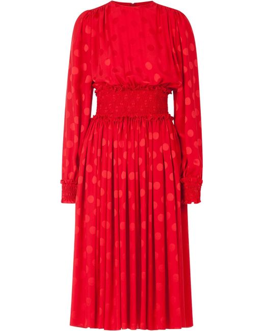 Dolce & Gabbana shirred-panel flocked dress