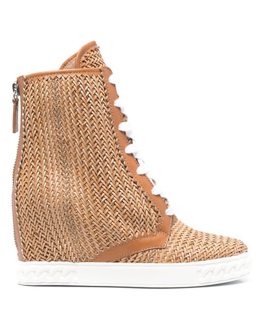 Casadei Ina 80mm woven wedge boots