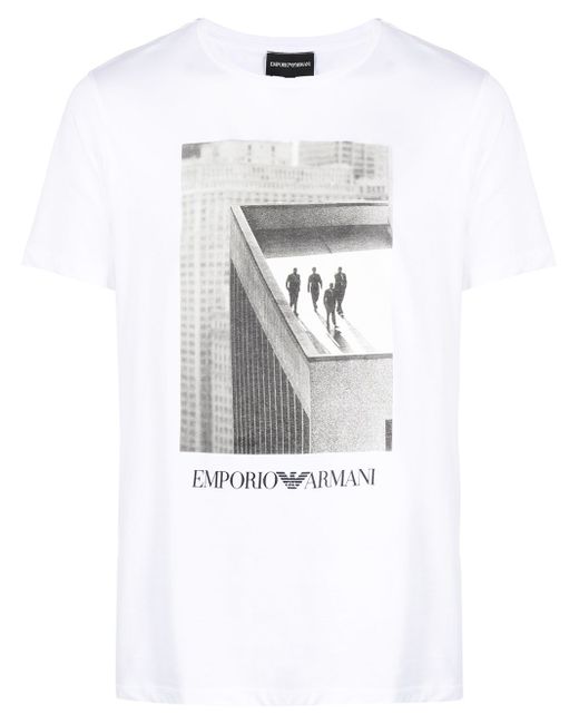 Emporio Armani building-print short sleeved T-shirt