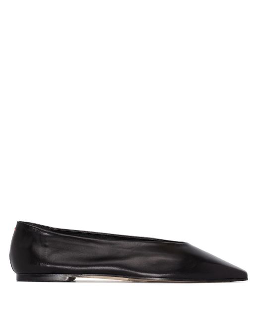 Aeyde square toe flat leather pumps