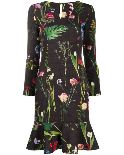 Boutique Moschino photographic-floral ruffle hem dress