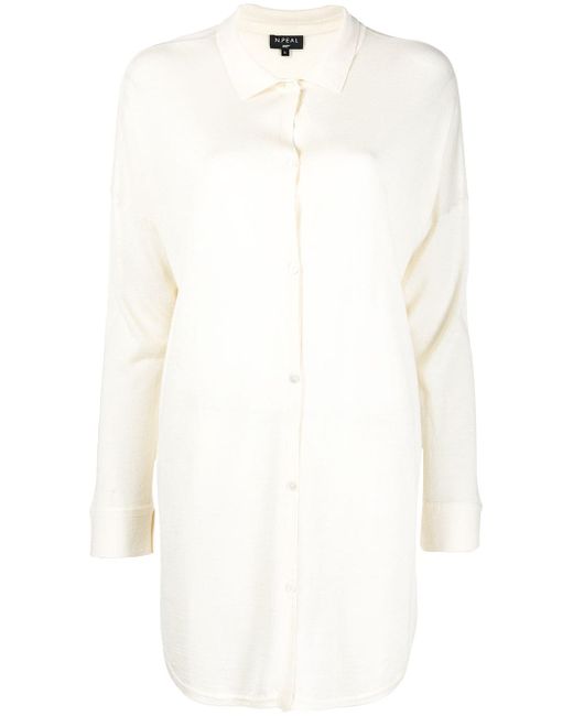 N.Peal longline silk-cashmere blend shirt