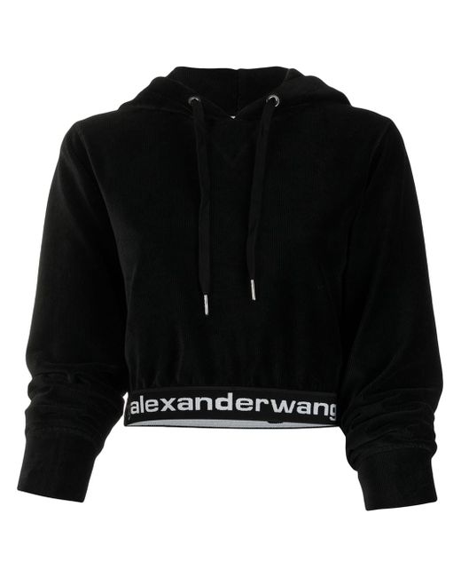 T by Alexander Wang logo cropped hoodie