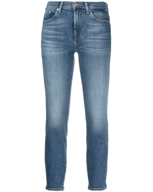 7 For All Mankind mid-rise skinny cropped jeans