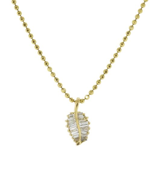 Anita Ko 18kt yellow small diamond palm leaf necklace