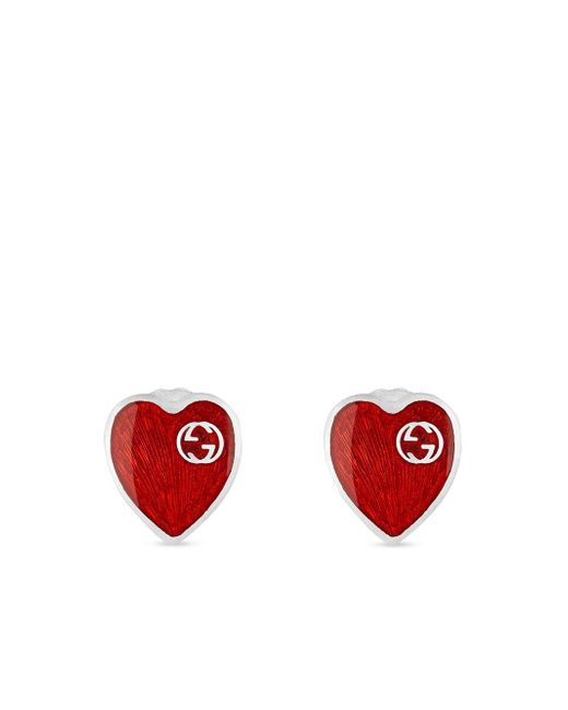 Gucci GG logo heart earrings