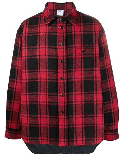 Vetements checked logo-patch shirt