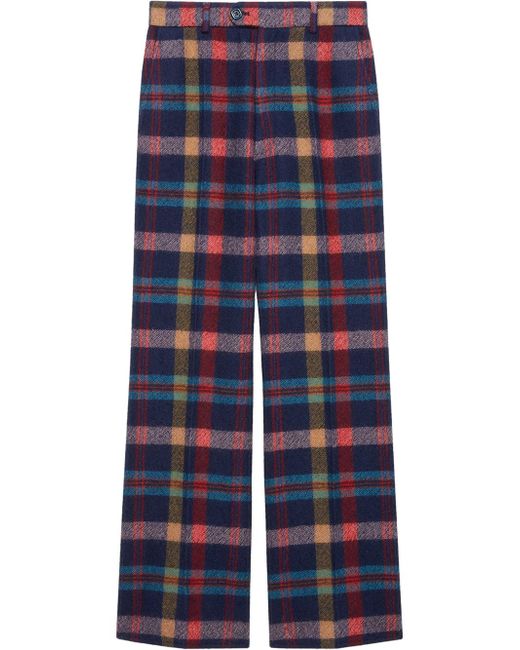 Gucci check wool flared trousers