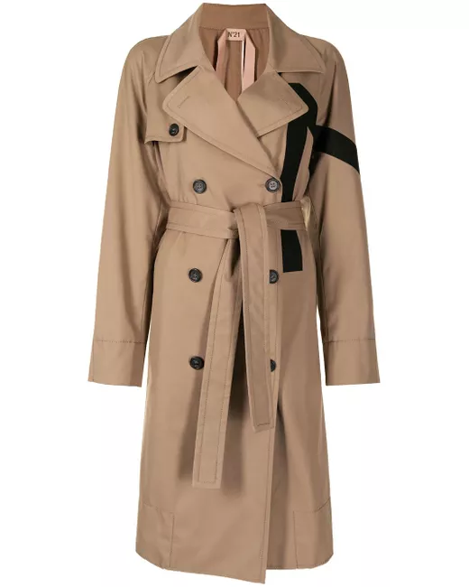N.21 logo-print belted trench coat