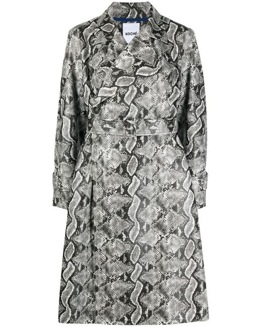 Koché snakeskin-print side-slit coat